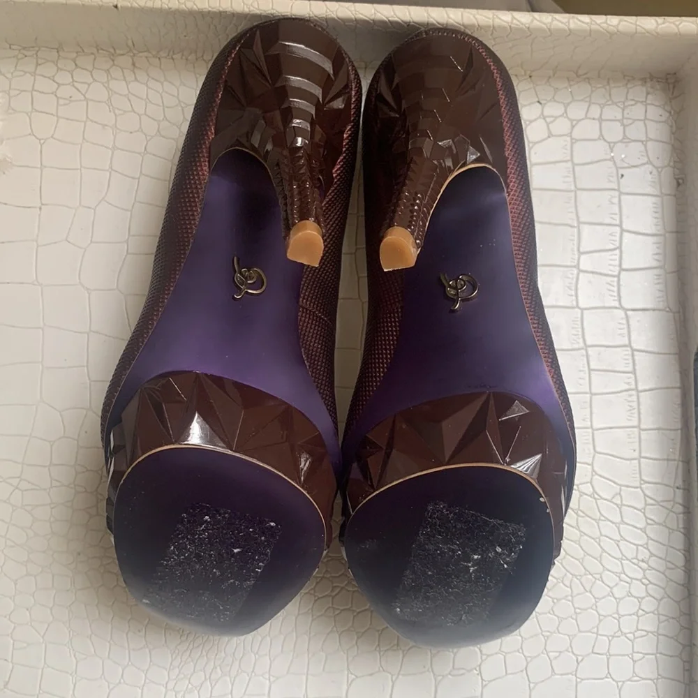 RACHEL Rachel Roy Burgundy Prism Design Platform Heels NWOT or BOX | Size: 7 - Picture 13 of 16